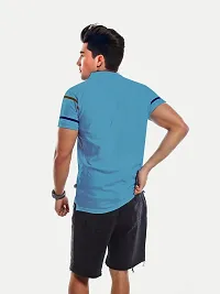 Mens Petrol Cotton Fashion Printed Polo T Shirt-thumb4