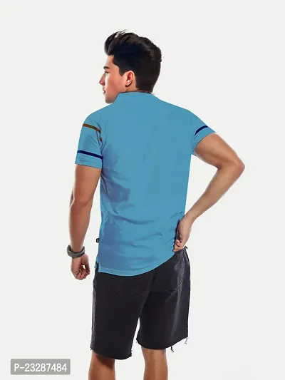 Mens Petrol Cotton Fashion Printed Polo T Shirt-thumb5