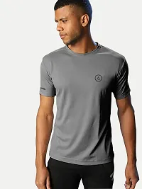 Rad prix Men Solid Grey Polyester Casual Loose T-Shirt-thumb1