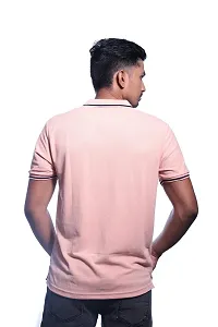 Rad prix Men pink Cotton Contrast Tipping Polo T-shirt-thumb2