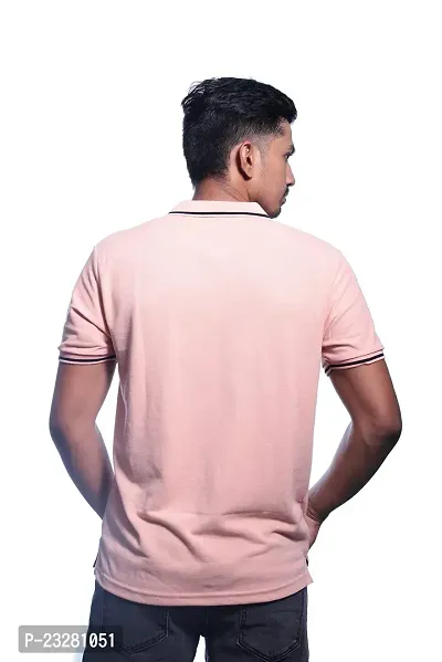 Rad prix Men pink Cotton Contrast Tipping Polo T-shirt-thumb3