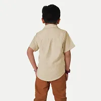 Stylish Khaki Cotton Solid Shirt For Boys-thumb2