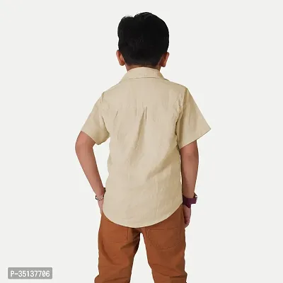 Stylish Khaki Cotton Solid Shirt For Boys-thumb3