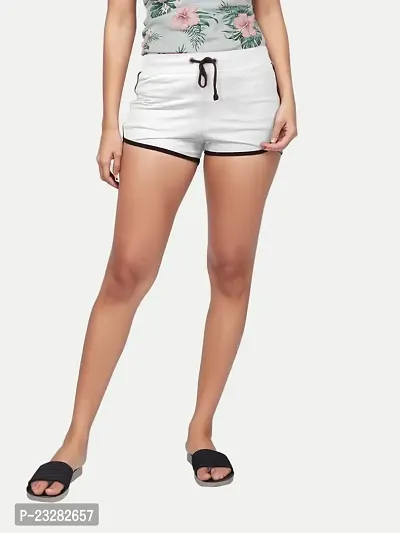 Rad prix Womens Solid Elasticated Shorts -White Colour