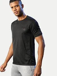 Rad prix Men Solid Black Polyester Casual Loose T-Shirt-thumb3