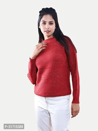 Women Red Lurex Pullover-thumb0