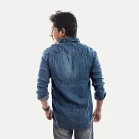 Rad prix Men Blue Heavy Washed Denim Shirt-thumb3