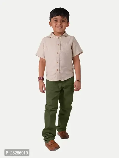 Boys Casual Woven Pants- Brown Colour-thumb0