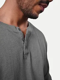 Mens Henley Long Sleeve Tees-Olive Green Colour-thumb2