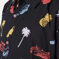 Rad prix Teen Boys Black Tropical Printed Camp Shirt-thumb1