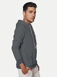 Rad prix Men Solid Grey Cotton Sweatshirt with Hoodie-thumb1