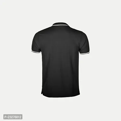 Rad prix Men Black Cotton Contrast Tipping Polo T-Shirt-thumb4