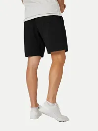 Mens Black Solid Knitted Casual Shorts-thumb3