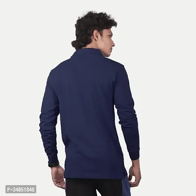 Stylish Navy Blue Cotton T-Shirt For Men-thumb4