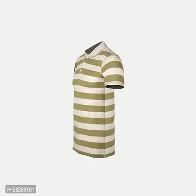 Mens Apple Green Fashion Striped Cotton Polo T-Shirt-thumb2