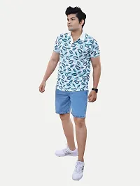 Rad prix Men Casual Green All-Over Floral Printed Cotton Polo t-Shirt-thumb1