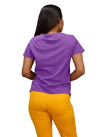 Womens Garment dye knit  Purple Cotton T-shirts-thumb1