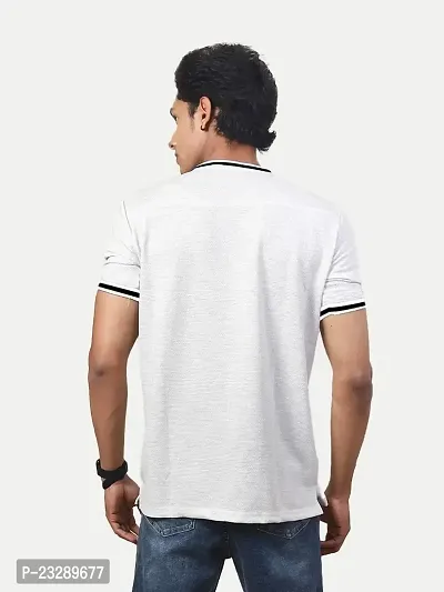 Rad prix Men White Round Neck Tee with Sleeve Print-thumb4