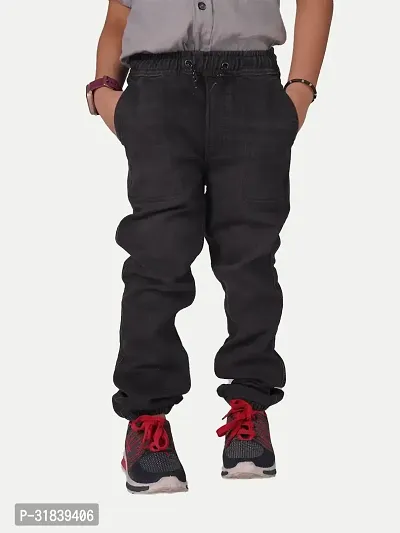 Teen Boys Black Pull-On Denims-thumb3