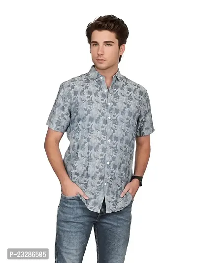 Rad prix Men All-Over Grey Camouflage Casual Shirt
