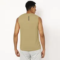 Rad prix Men Beige Solid Sleeveless Sports T-Shirt-thumb4