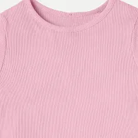 Rad prix Girls Pink Design Stripe Crew Neck T-Shirt-thumb2