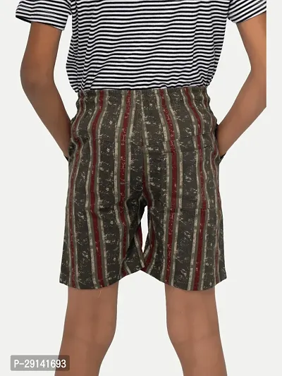 Boys Green Red Stripe Checked shorts-thumb3