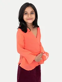 Girls Orange Ruffled Top-thumb3