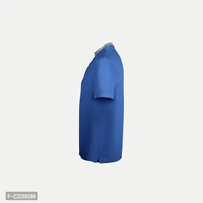Rad prix Men Blue Cotton Polo Collared T-Shirt-thumb3