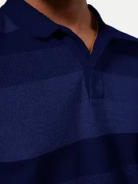 Stylish Blue Striped Cotton Polos For Men-thumb2