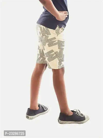 Rad prix Teen Boys Cream Printed Shorts with Letter Prints-thumb2