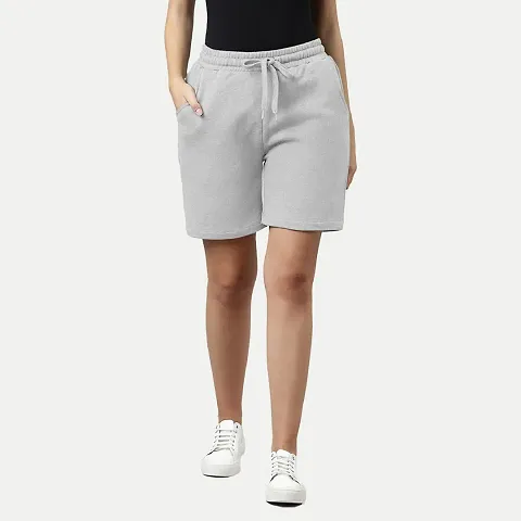 Solid Knitted Casual Shorts For Women
