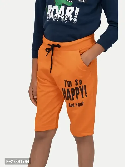 Boys Orange Printed Shorts-thumb3