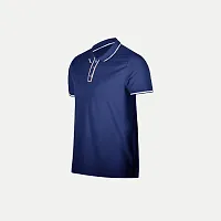 Rad prix Men Navy Blue Cotton Contrast Tipping Polo T-Shirt-thumb1