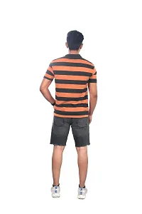 Rad prix Men Orange and Black Thick Stripes Regular fit T-Shirt-thumb3