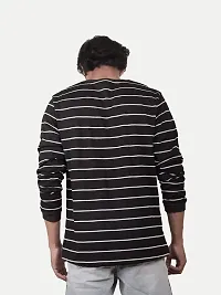 Rad prix Men Black and White Striped Textured Loose Sweatshirt-thumb3