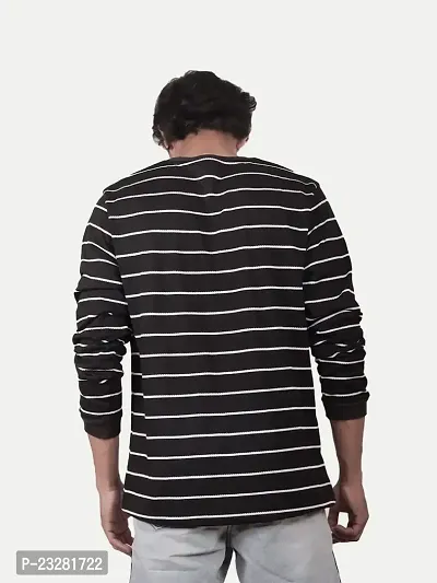 Rad prix Men Black and White Striped Textured Loose Sweatshirt-thumb4