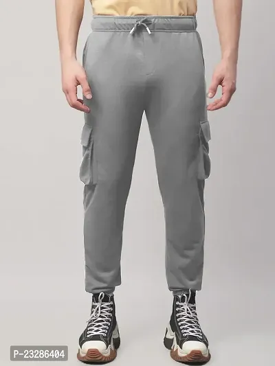 Rad prix Men Light Grey Cotton Textured Cargo Joggers-thumb2