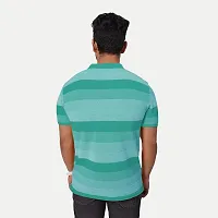 Rad prix Men Green Thick Stripes Cotton T-Shirt-thumb3