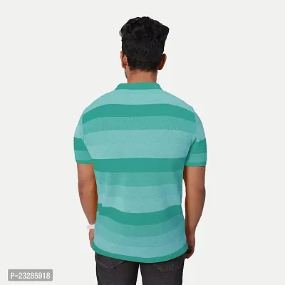 Rad prix Men Green Thick Stripes Cotton T-Shirt-thumb4