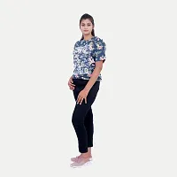 Rad prix Women Floral Printed Tees -Blue Colour-thumb1