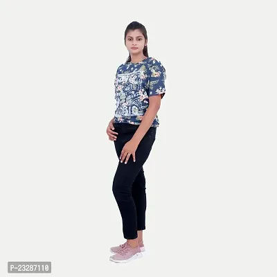 Rad prix Women Floral Printed Tees -Blue Colour-thumb2