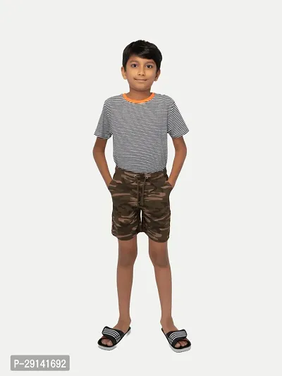 Boys Military Green Checked shorts