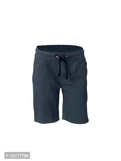 Elegant Grey Cotton Solid Shorts For Boys-thumb0