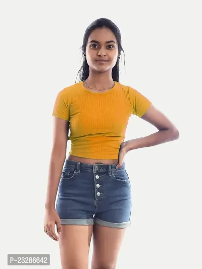 Women Yellow Cropped T Shirts