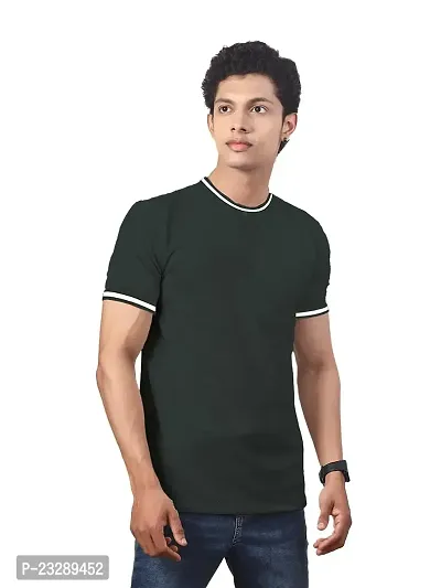 Rad prix Men Olive Round Neck Tee with Sleeve Print