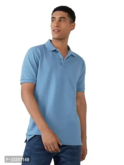 Mens Basic Aqua Polo Tshirt-thumb0