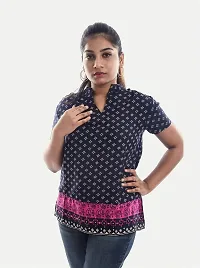 Rad prix Women Navy Blue Casual Printed Tops-thumb2