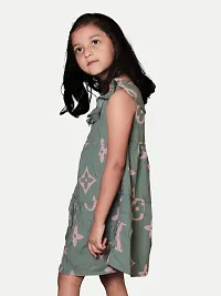 Rad prix Teen Girls Sage-Green Printed Summer Dress-thumb1