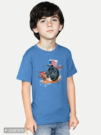 Rad prix Teen Boys Blue T-Shirt with Motorcycle Print-thumb0